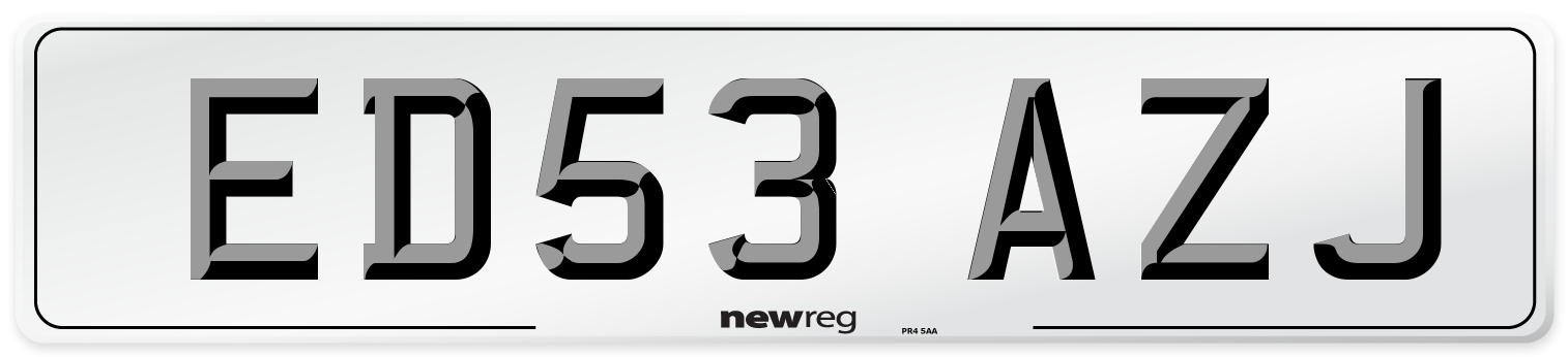 ED53 AZJ Number Plate from New Reg